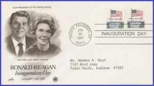 USA3 #IN31 ADDR PCS ARTCRAFT 2 FDC STR2 Inauguration Reigan 1st Term 1981 - Bild 1 von 1