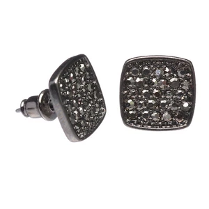 Pendientes de tachuelas cuadradas empujadas hacia atrás de 12 mm para hombre Hip Hop TE 514 HE - Imagen 1 de 3