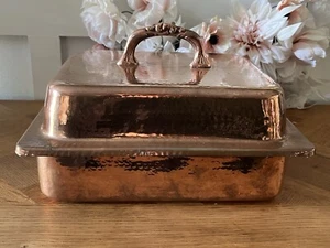 Hammered Copper Large Chafing Dish By Warwick - Picture 1 of 11
