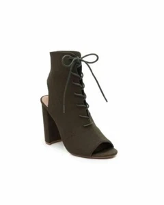 Steve Madden Capture Olive Fabric Lace-Up Booties Heels - Picture 1 of 5