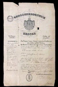 1846 Großherzogtum Oberhessen (deutsch) Pass mit Foto - Bild 1 von 10