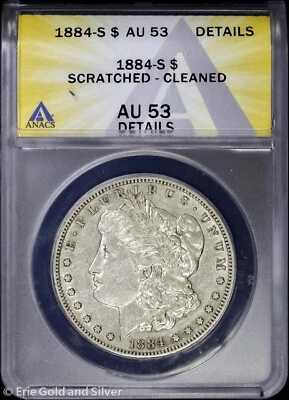 1884-S $1 Morgan Silver Dollar ANACS AU 53 Details - Image 1 of 4