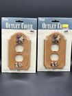 Vintage Wall Plate Outlet Cover New Teddy Bear Toys Brown Wood Childs Set Of 2
