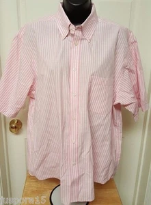 Arrow Button Down Shirt Size L 16 16.5 Mens Pink Blue White Striped - Picture 1 of 3