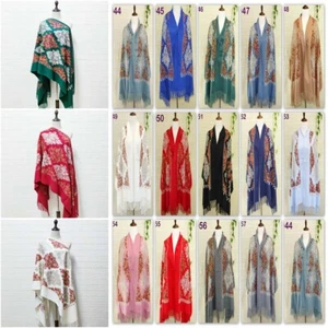 New Embroidered large Vintage Paisley Cashmere Wool Soft  Wrap Shawl Scarf Gift - Picture 1 of 52