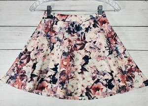 Bethany Mota Skirt Womens XS Floral White Pink Stretch Skater Mini - Picture 1 of 5