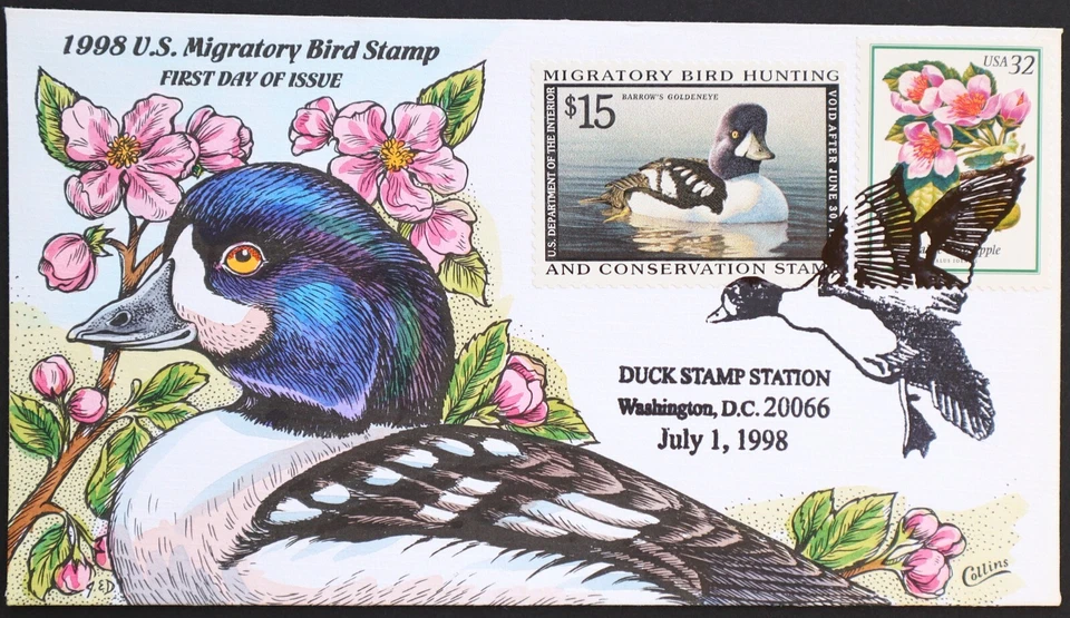 U.S. Used #RW65 $15 Duck Hunting Collins First Day Cover (FDC) - Image 1 of 1