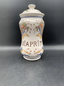 GROSSER APOTHEKERTOPF / APOTHEKER " BIAPRIM " AUS STEINGUT VON ST. CLEMENT SIGNIERT - Bild 1 von 18