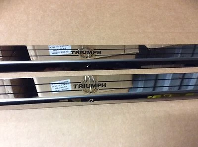 PAIR TRIUMPH LOGO LAUREL TREAD PLATE THRESHOLD SPITFIRE GT6 VITESSE TR4-6 S/S - Image 1 of 2