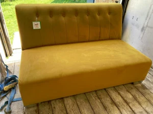 SOFA BED KYOTO MODERN YELLOW PLUSH VELVET MATERIAL SLIDE OUT SOFA BED - Picture 1 of 6