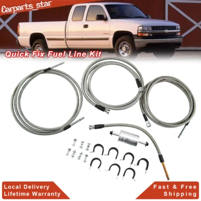For 1999-2003 Chevy Silverado,GMC Sierra 1500 V8 Braided Quick Fix Fuel Line Kit - Изображение 1 из 4