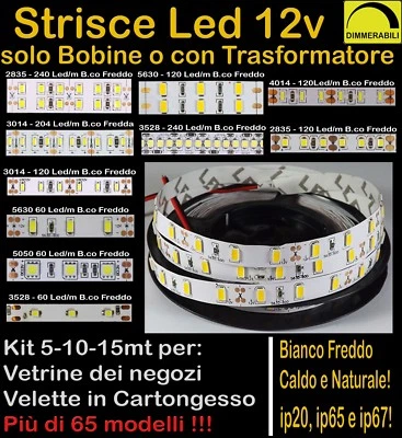 STRISCIA LED STRIP 12v 5-10-15mt anche WATERPROOF BOBINA LUCE DIMMERABILE 12Volt - Immagine 1 di 4