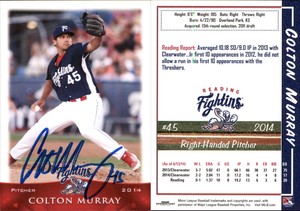 Colton Murray Signed 2014 Grandstand Reading Fightin Phils #19 Card Auto AU