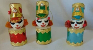 60s  Drummer Foil Flocked Chenille 3 Ornaments  Vintage Cute - Picture 1 of 4