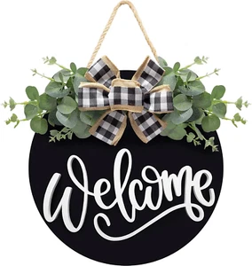 Welcome Sign for Front Door Door Decor Wreath Spring Decor Farmhouse Front Door - Picture 1 of 8