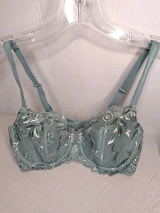 Soma Sensuous Lace Bra 34C Embroidered Green Sheer Romance Lingerie Fairy Core - Picture 1 of 8