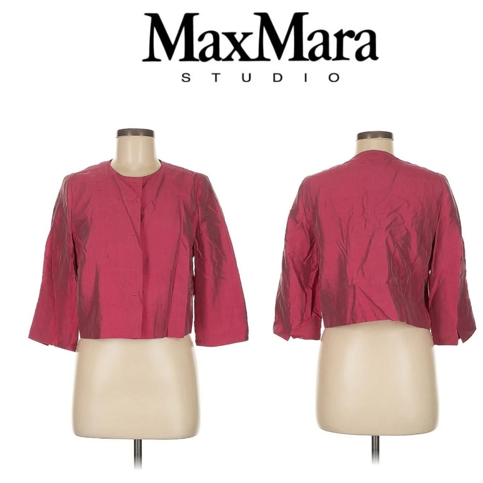 Blazer Mino 100 % Seda Iridiscente Max Mara RARO NUEVO CON ETIQUETAS $795 EE. UU. 8 Rojo Polvoriento Foto 1 de 4