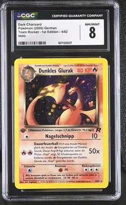CGC 8 German Dark Charizard Team Rocket 1st Edition 4/82 Holo Pokemon Card - Image 1 of 2