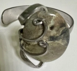 Fork Art Jasper Stone Handmade Southwestern Silver Bracelet Boho Hippiecore - Picture 1 of 5