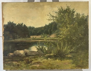 Óleo sobre Lienzo S. XIX : Vista Se Presume de La Mare Aux Hadas Fontainebleau - Picture 1 of 13