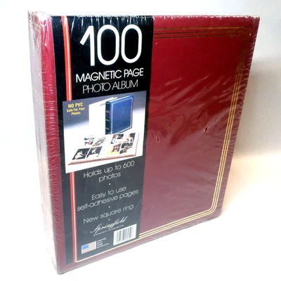 Álbum autoadhesivo Springfield magnético 600 fotos 100 páginas rojo sellado hecho en EE. UU. Foto 1 de 4