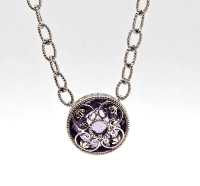 Collar de filigrana amatista rosa de Francia QVC Delatori de plata esterlina Foto 1 de 4