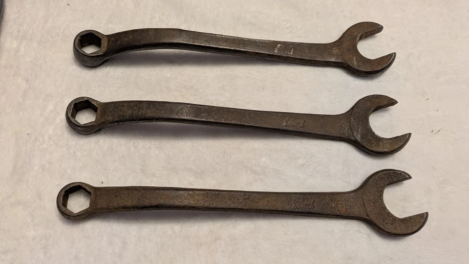 Ford M2 Llave Combinada Desplazada 1" Extremo Abierto y 11/16" Caja 6 pt Modelo T Lote De 3 Foto 1 de 4