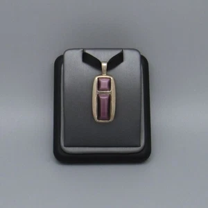 Rechteckiger Anhänger Sterlingsilber irisierender lila Stein - Bild 1 von 4