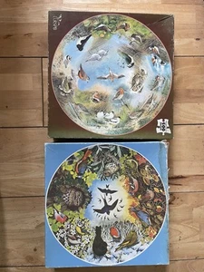 WADDINGTONS VINTAGE RSPB 1970'S CIRCULAR JIGSAW PUZZLES x 2 GAME & GARDEN BIRDS - Picture 1 of 6