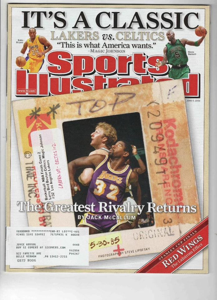 9 de junio de 2008 revista Sports Illustrated Magic Johnson Larry Bird Lakers Celtics Foto 1 de 1