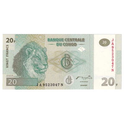 [#333239] Banknote, Congo Democratic Republic, 20 Francs, 2003, 2003-06-30, KM:9 - Image 1 of 2