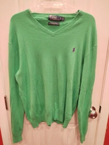 Polo Ralph Lauren Pima Cotton Herren Pullover XL Grün Langarm Pony - Bild 1 von 6