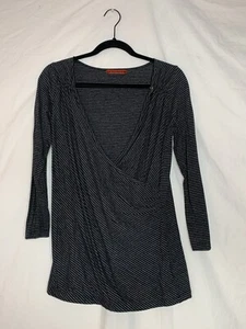 Velvet brand women’s top XL 3/4 sleeves deep Vneck striped - Picture 1 of 8