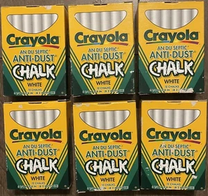 Lot of 6 Boxes Vtg CRAYOLA ANTI-DUST White Chalk Binney & Smith No 1402 NOS New - Picture 1 of 8