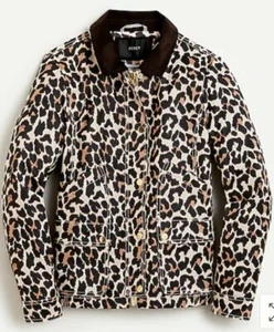 NWT J Crew Barn Chore Jacket in Leopard Sz XS Sand Ivory Coat $178 J.Crew - Picture 1 of 5