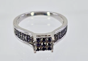 ANILLO PAVÉ TURMALINA NEGRA PLATA ESTERLINA 925 diseñador FZN talla 10 - Imagen 1 de 15