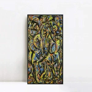 Framed Canvas Gothic 1944 by Jackson Pollock Giclee Print Art for Home 20"x40" - Picture 1 of 8