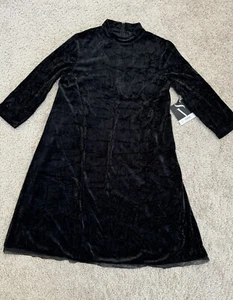 Simply Vera Wang Womens Little Black Dress Sz S Velvet Above Knee 3/4 Sleeve - Picture 1 of 7