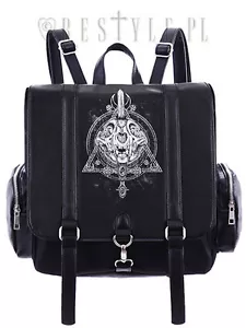 Restyle Occult Gothic Cat Skull Moon Punk Psychobilly Emo School Backpack - Picture 1 of 5