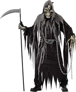 Mr. Grim Reaper Skeleton Death Bones Scary Fancy Dress Halloween Adult Costume