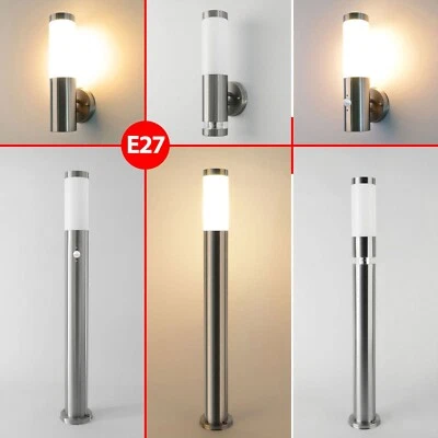Außenleuchte E27 Bewegungsmelder Edelstahl Standlampe Wegeleuchte Lampe Wand - Bild 1 von 4