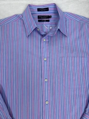 Daniel Cremieux Long Sleeve Shirt Pastel Pink & Blue Stripes New 17.5 36 Denis - Image 1 of 4