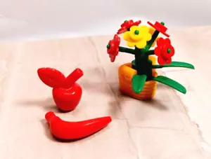 New LEGO Fruit Red BANANA Apple Big Flower Bunch Basket Plant Yellow Faux Food - Picture 1 of 1