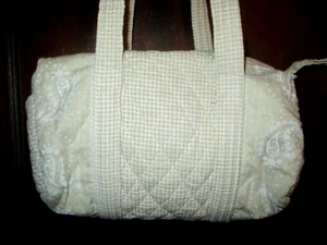 Vtg 90s Vera Bradley Natural Beige Shoulder Purse Duffle Tote Duffel Prototype - Picture 1 of 5