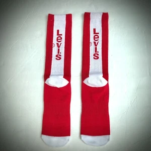Youth Size 5Y-7Y LEVI'S SOCKS red white retro stripe boy kid (FITS MEN SHOE 6-8) - Picture 1 of 3