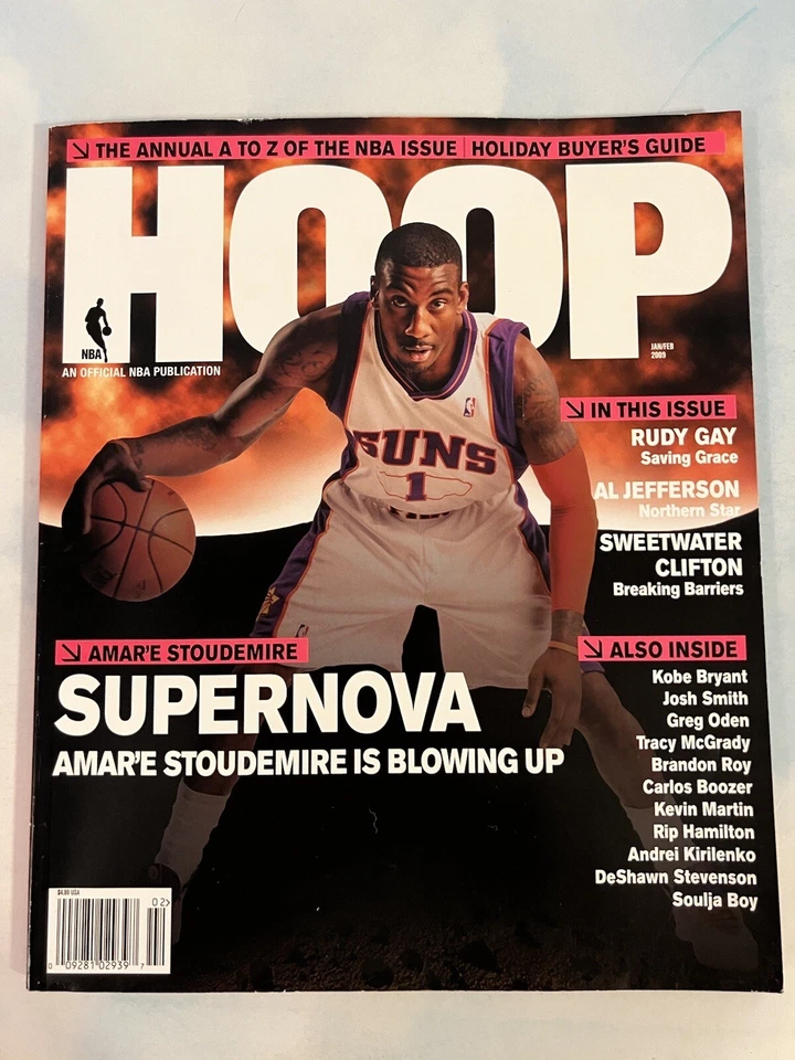Revista Hoop enero/febrero 2009 Amare Stoudemire con póster de Tracy McGrady Foto 1 de 4