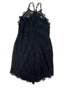 Free People Size Medium She's Got It Slip black lace razor back mini dress $88 - Picture 1 of 12