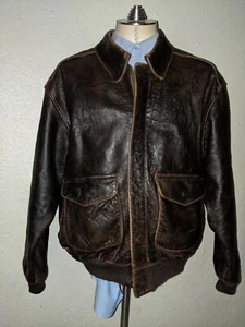 Giacca pelle vintage AVIREX XL uomo A2 bomber volo cappotto USAF militare - Foto 1 di 12