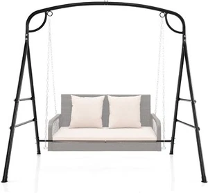 Outdoor Swing Frame Heavy-Duty Metal Porch Swing Stand with Side Bars & 2 Rings - Picture 1 of 9