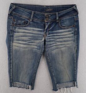 MNG Mango Jeans Shorts Womens Size 6 30" x 14" Blue Lizzy Cutoff Stretch Denim